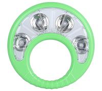 Tamburello con Campanelli in Metallo, Strumento a Percussione Verde, 17x16,8cm - Suono Chiaro e Forte, Manico Ergonomico, Ideale per Karaoke e Feste