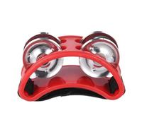Tamburello con pedale Tamburo ellittico Compagno mano piede Jingle Drum strumenti musicali educativi tamburello a percussione for la festa KTV(Red)