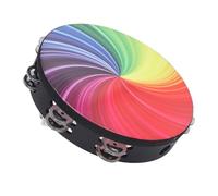 Tamburello da 10 Pollici a Doppio Strato, Campana in Legno Massello e Tamburo Portatile in PET, Strumento Musicale Portatile (COLORFUL)