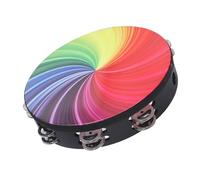 Tamburello da 10 Pollici Tamburo Portatile a Doppio Strato Campana in Legno Massello e Strumento Musicale Portatile in PET (COLORFUL)