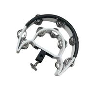 Tamburello Hi Hat a doppia fila con sonagli in acciaio inox per batteria, percussioni musicali Ensemble Performance 25 x 24 x 5 cm - bianco