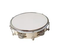 Tamburello in argento da 20,3 cm con doppia fila di sonagli, strumento a percussione a mano per tutte le età, struttura in legno resistente e plastica.