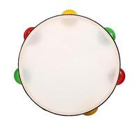 Tamburello in legno da 20,3 cm con fila singola, 6 piatti in metallo, sonagli, strumento musicale a percussione per bambini e adulti, adatto per giochi di feste in chiesa, karaoke, feste