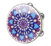 Tamburello in legno da 20,3 cm con sonagli in metallo, strumento a percussione manuale etnico educativo per musicoterapia e musica per bambini (G)