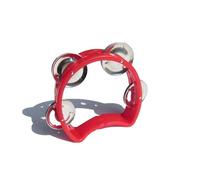 Tamburello in plastica a doppia fila con manico ergonomico, strumento a percussione da 25,4 cm per esibizioni dal vivo e attività di gruppo (rosso B)