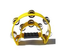 Tamburello in plastica a doppia fila con manico ergonomico, strumento a percussione da 25,4 cm per esibizioni dal vivo e attività di gruppo (giallo-A)