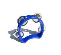 Tamburello in plastica a doppia fila con manico ergonomico, strumento a percussione da 25,4 cm, per esibizioni dal vivo e attività di gruppo (blu-B)