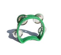 Tamburello in plastica a doppia fila con manico ergonomico, strumento a percussione da 25,4 cm, per esibizioni dal vivo e attività di gruppo (verde-B)