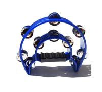 Tamburello in plastica a doppia fila con manico ergonomico, strumento a percussione da 25,4 cm, per esibizioni dal vivo e attività di gruppo (blu-A)