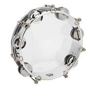 Tamburello, Jingles in Metallo a Doppia da 8 Pollici, Strumento a Percussione per Tamburo Tamburello Educativo Portatile per Feste, Chiesa, Tono Regolabile (Trasparente)