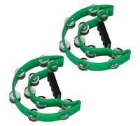 Tamburello Mano a Mezza, 2 Pezzi, Campanelli Doppi | Lezioni di Musica e Giochi di Gruppo, Impugnatura Ergonomica, Tonalità Chiara, Verde Metallo Plastica