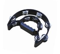 Tamburello musicale a mezza luna Tamburello portatile Campana a doppia Tamburo a percussione tenuto in mano Impugnatura ergonomica per KTV Party Band e Performance (Nera)