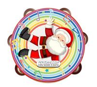 Tamburello Natalizio 18 cm con Arcobaleno, Babbo Natale e Note Musicali - idea Regalo, Natale, eventi e Occasioni Speciali - personalizzabile (Personalizzato)