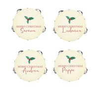 Tamburello Natalizio Personalizzato MERRY CHRISTMAS CON NOME ... per natale,Fine Anno Christmas 2025 Capodanno Eventi Tamburine In Legno Idea Regalo Bomboniere Segnatavoli Decorazioni