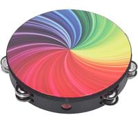 Tamburello palmare da 25,4 cm, strumento musicale a tamburo a doppio strato, campane in acciaio inossidabile con coperchio in PET e cinturino in corda in tessuto Oxford, tamburello in legno massello