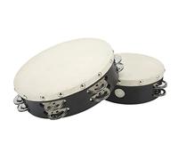 Tamburello Palmare in Legno da 2 Pezzi, Tamburo a Mano in Legno a Doppia in Metallo Jingle Bells per la Festa della Chiesa KTV Strumento A Percussione