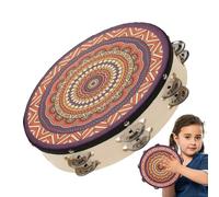 Tamburello palmare | Tamburello in legno da 20,3 cm - Tamburello palmare con sonaglio, strumento a percussione in legno naturale, adatto ai principianti per scuole, lezioni di musica, riunioni