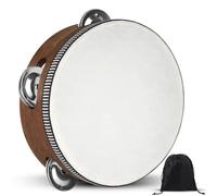 Tamburello per bambini, 15,2 cm, in legno, a percussione, con custodia, strumento musicale per chiesa, matrimoni, feste, balli, servizi fotografici