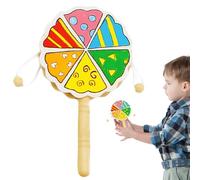 Tamburello per campanello, tamburo, in legno grezzo, non verniciato, strumento musicale per scuotere, giocattolo ideale per ragazze, ragazzi e attività genitori-bambino