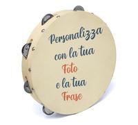 Tamburello Personalizzato con foto e frase per Battesimo Tambourine In Legno Idea Regalo Bomboniere Segnatavoli Decorazioni Segnaposti Eventi Nascita Benvenuto