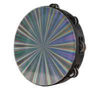 Tamburello radiante da 25,4 cm, tamburello tenuto in mano, a doppia fila, jingle, riflettente, strumento musicale a percussione, per adulti, chiesa, kTV, festa, danza