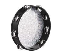 Tamburello Riflettente in Legno, Tamburo a Doppia Jingle a Mano, Leggero e Portatile, Facile da Giocare, Ideale per Feste, Karaoke, con Effetto Riflettente Scintillante, Utilizzo Versatile (10