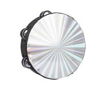 Tamburello rotondo con sonagli in metallo a doppia fila e pelle scintillante, strumento a percussione leggero per esibizioni dal vivo e gruppi musicali (piccolo 20 cm)