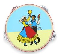 Tamburello Siciliano con sonagli, Ø 15 cm ca. in Legno e Vera Pelle