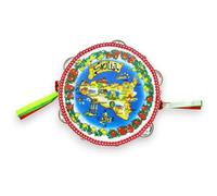 Tamburello Siciliano con sonagli - in Legno e Stampa a Tema Sicilia, con 3 opzioni Dimensione (1Unità) - Misura Grande