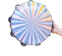 Tamburello, Tamburello a doppia fila in metallo con sonagli, percussioni portatili da 10 pollici, strumento musicale for adulti for feste, Ktv, chiesa