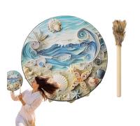 Tamburi a mano per adulti, Tamburi sciamanici | Tamburo a cornice Sea Wave Shell - Strumento musicale a batteria, include bacchette, strumento a percussione per la scuola domestica