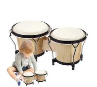 Tamburi bongo in legno, bongo per bambini in legno, strumenti a tamburo a mano, bongo da 6 pollici e 7 pollici per bambini adulti principianti, strumenti per i diritti educativi