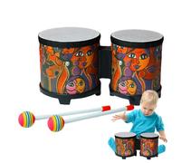 Tamburi Bongo per Giocattoli musicali Fatti a Mano Set di Batteria in Legno Fornito con Pestelli Colorati Strumenti di Percussione Tamburi a Mano per Tamburi Bongo Pro