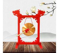 tamburi e gong， Gong cinese a forma di drago su piedistallo - Gong for celebrare le feste - Legno e decorazioni(2,30cm)
