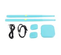 Tamburi elettrici ad aria con pedali, esperienza realistica, LED, effetti legati, set di tamburo wireless portatile, per bambini, principianti, allenamento musicale addominale (ciano)