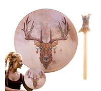 Tamburi sciamani per adulti, tamburi a mano spudorati per adulti da 9 pollici, con design a testa di cervo, sciamano strumentale, tamburo spudorato fatto a mano per musica spirituale,