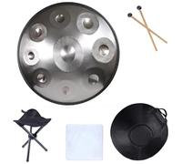 Tamburo a Lingua D'acciaio, Tamburo a Mano 9Note, Strumento a Percussione,Strumento per Terapia del Suono,Favorisce la Meditazione,per L'educazione Musicale,L'intrattenimento Yoga-Silver||18in