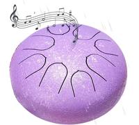 Tamburo a lingua d'acciaio, tamburo a suono di pioggia da 6 pollici e 8 note, libro di musica, bacchette, porta-mazze e palette for le dita, for campeggio, meditazione o yoga(Purple)