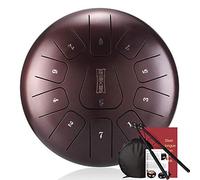 Tamburo A Lingua In Acciaio Da 12 Pollici A 11 Note, Tamburo A Percussione Manuale, Set Di Strumenti A Batteria Etereo Con Borsa Per Il Trasporto, Bacchette, Tacche Per Bacchetta (Color : Brown)