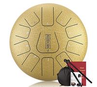Tamburo A Lingua In Acciaio Da 12 Pollici A 11 Note, Tamburo A Percussione Manuale, Set Di Strumenti A Batteria Etereo Con Borsa Per Il Trasporto, Bacchette, Tacche Per Bacchetta (Color : Gold)