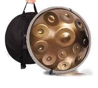 Tamburo a Lingua in Acciaio da 22 Pollici, Tamburi Hand Pan a12 Note, Strumento a Percussione Tank Drum, per Strumenti di Guarigione Sonora, Spettacoli di Strada, Feste e Festival-Gold