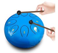 Tamburo a lingua in acciaio da 25,4 cm, 11 note, nero con borsa da viaggio e mazzuole, tamburo Chakra, tamburo da appendere a percussione, (azzurro) 6 Blu lago