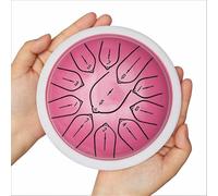 Tamburo a lingua in acciaio da 6 pollici e 11 note, strumento a percussione fatto a mano in stile handpan con bacchette e borsa, tamburo di meditazione curativo for musicoterapia(Pink)