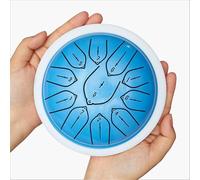 Tamburo a lingua in acciaio da 6 pollici e 11 note, strumento a percussione fatto a mano in stile handpan con bacchette e borsa, tamburo di meditazione curativo for musicoterapia(Blue)