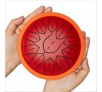Tamburo a lingua in acciaio da 6 pollici e 11 note, strumento a percussione fatto a mano in stile handpan con bacchette e borsa, tamburo di meditazione curativo for musicoterapia(Red)
