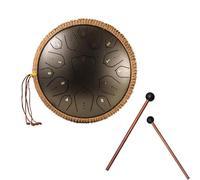 Tamburo A Lingua In Acciaio - Handpan Drum, 13 Pollici 15 Note Strumento A Percussione for Handpan In Fa Maggiore for Adulti, Xilofono In Gomma Con Manico In Legno(B)