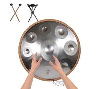 Tamburo A Lingua In Acciaio, Strumento Handpan In Re Minore Da 22" Con 9/10/12 Note, Tamburi Handpan In Acciaio Per Adulti E Bambini, Strumento A Percussione Per Tamburo(Silver,12 notes(432HZ))