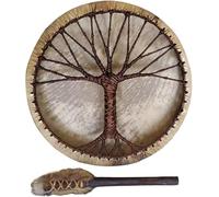 Tamburo a mano, 25,4 cm, con bacchetta, strumento a percussione per ritmo musicale e miglioramento delle capacità, realizzato a mano, in legno, decorazione per la casa