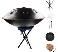 Tamburo a mano 432 Hz 440 Hz, strumento a percussione in acciaio da 55,9 cm, 9, 10, 12 note, con custodia morbida, per la guarigione del suono, nero, ideale per musicoterapia e meditazione