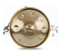 Tamburo a mano 440 HZ, Harmonic Handpan, in D-Moll, 9 toni, 22 pollici, melodia meravigliosa, per la guarigione del suono, che il tono perfetto viene consegnato alle tue mani (oro, 9 toni)